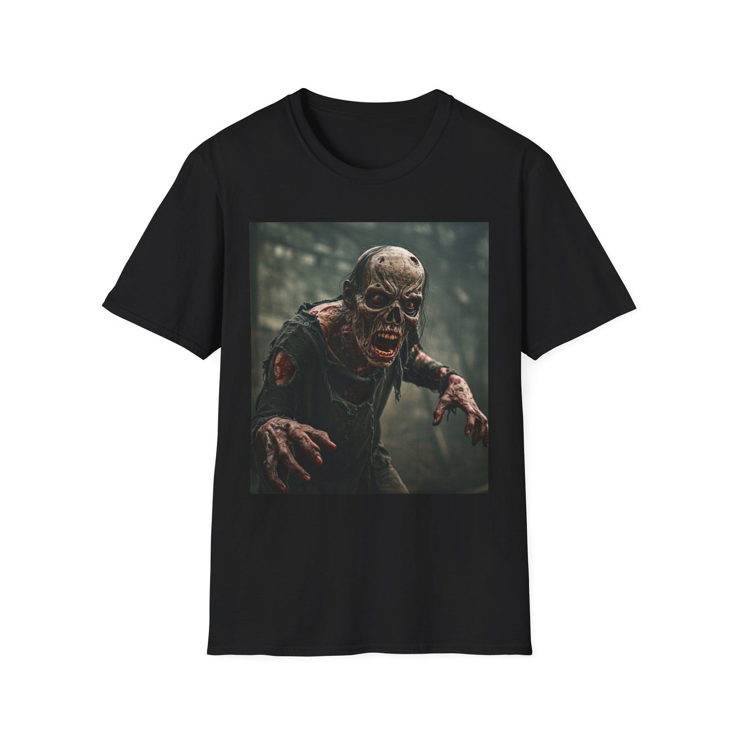 Apocalyptic Portrait Tee, bold, decaying zombie graphic