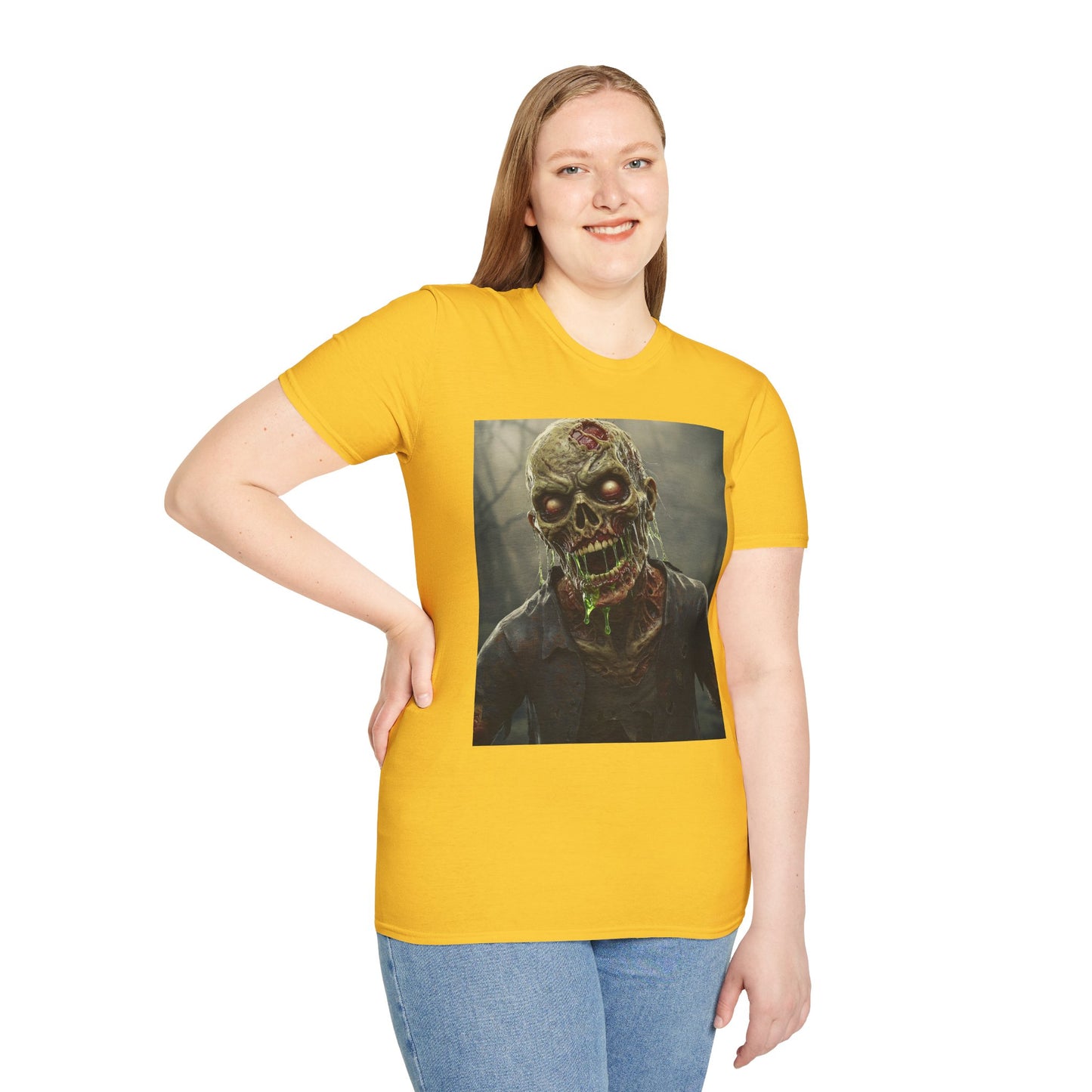 Unisex Softstyle Zombie Graphic T-Shirt - Perfect for Halloween and Horror Fans