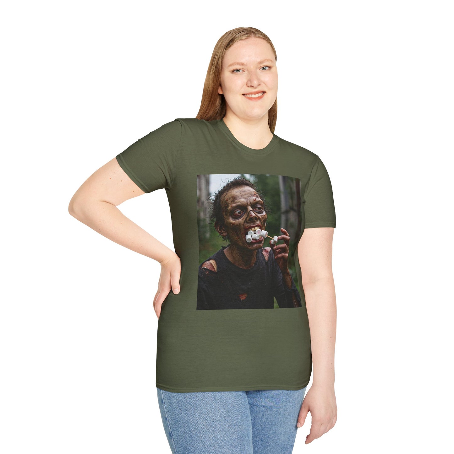 Zombie Themed Unisex Softstyle T-Shirt - Perfect for Halloween and Horror Fans