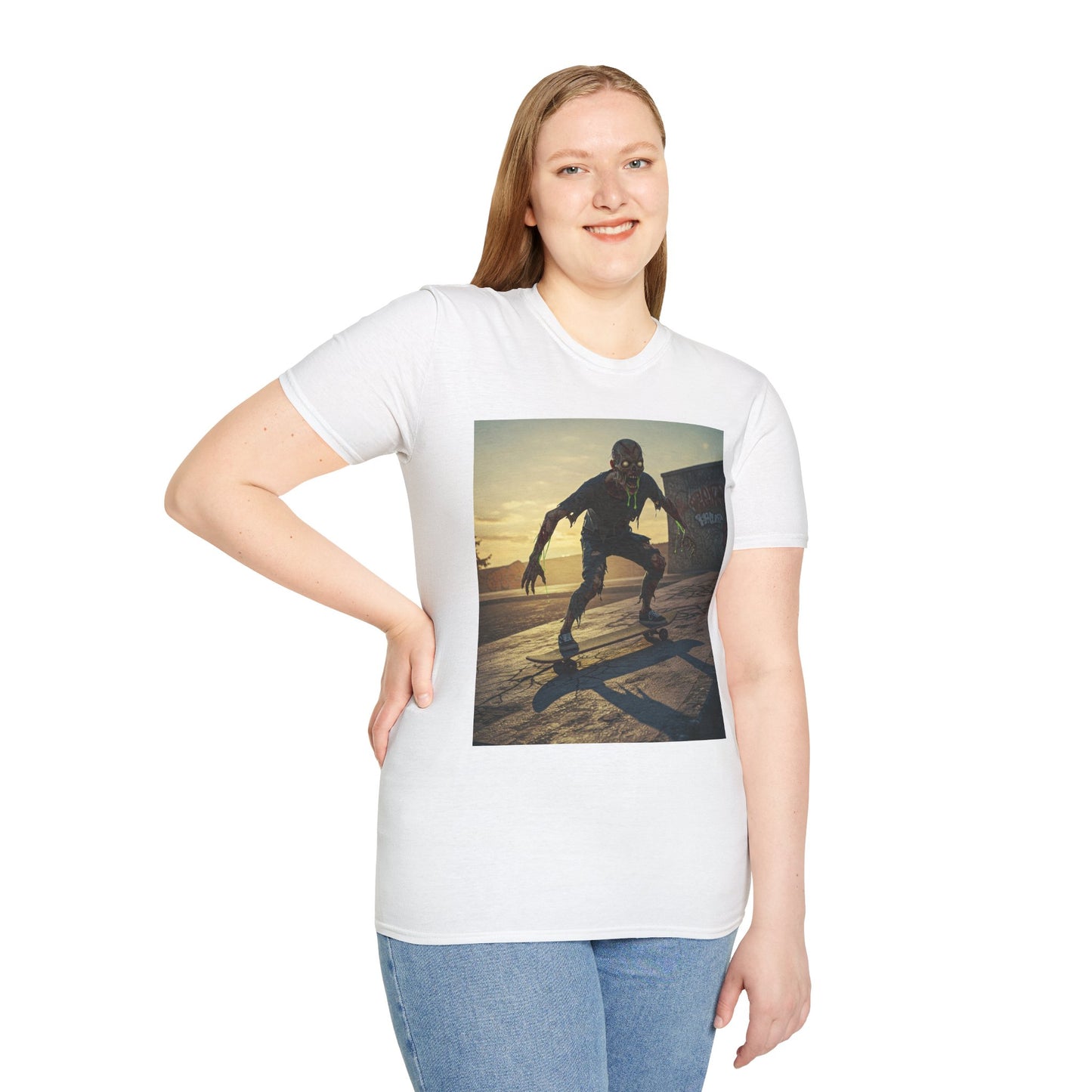 Skateboard Zombie Unisex Softstyle T-Shirt | Casual Graphic Tee for Skaters