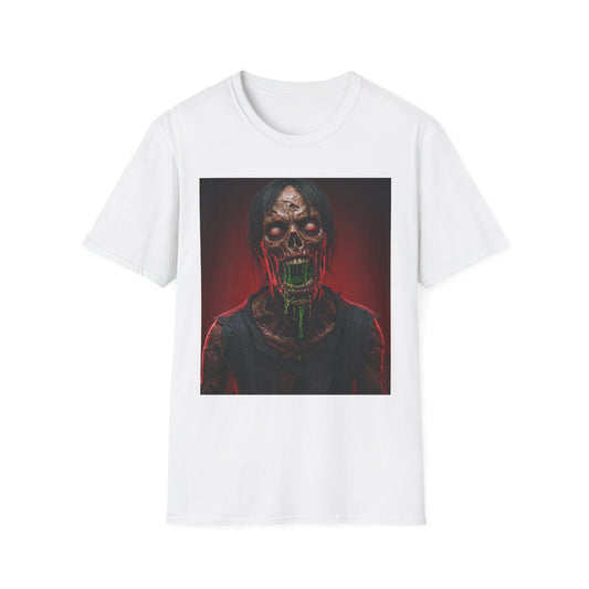 Apocalyptic Portrait Tee, bold, decaying zombie graphic