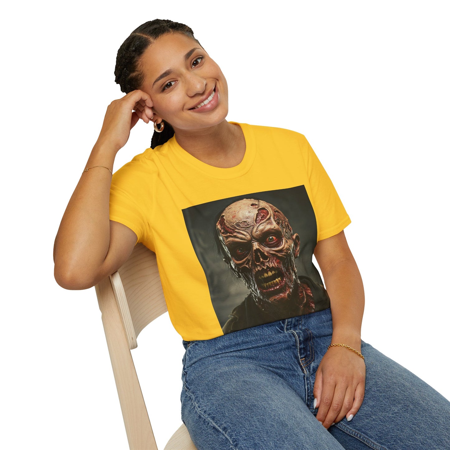 Apocalyptic Portrait Tee, bold, decaying zombie graphic