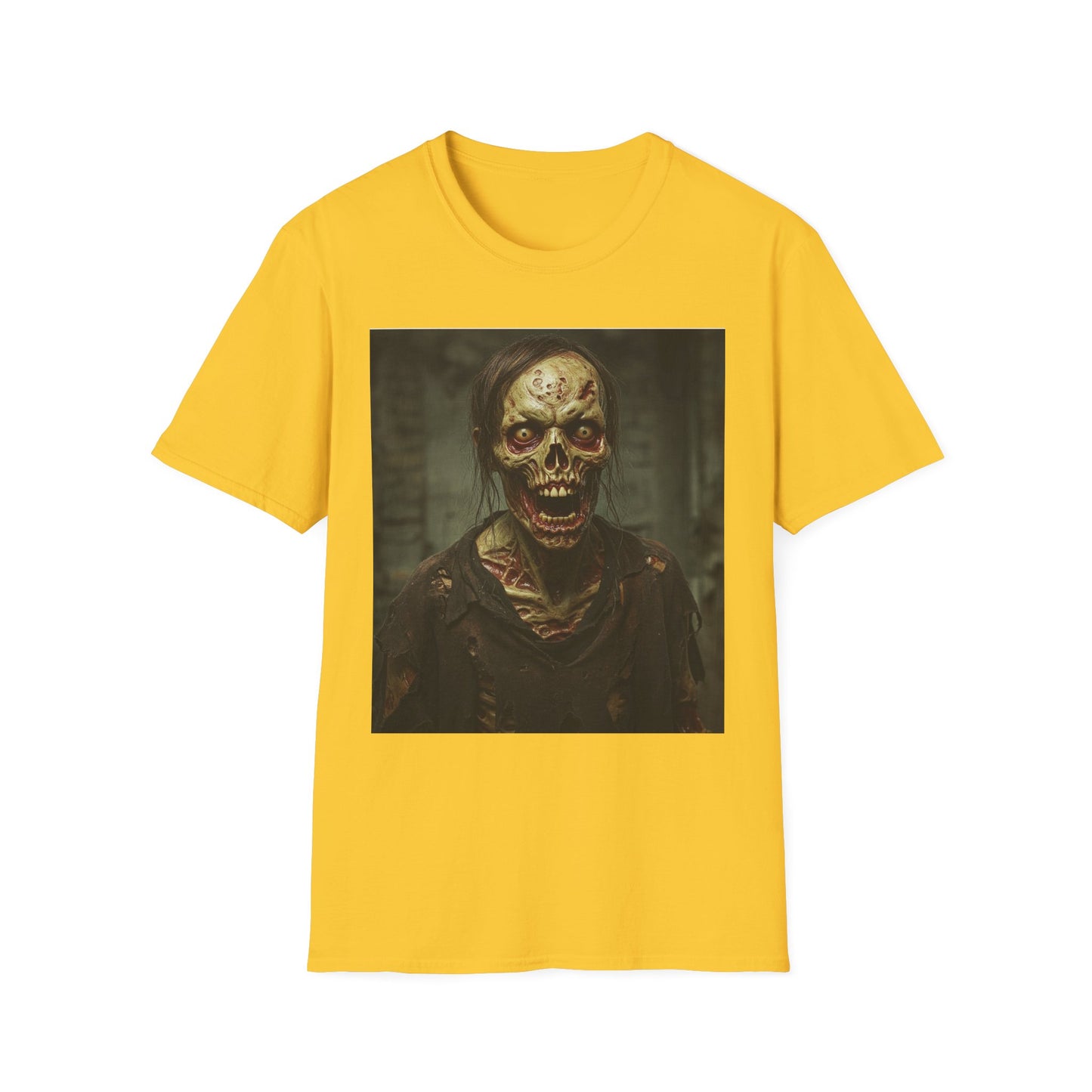 Apocalyptic Portrait Tee, bold, decaying zombie graphic