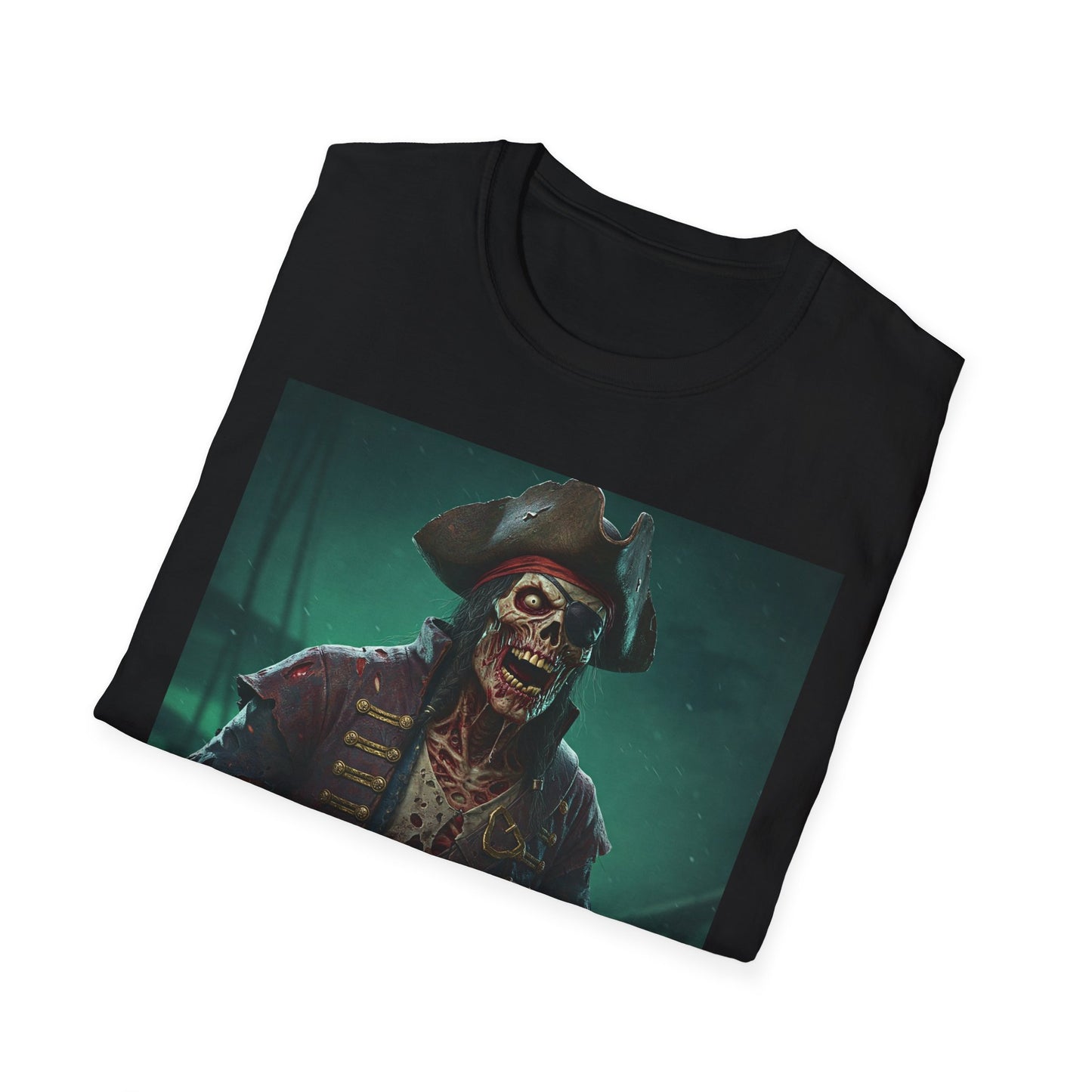 Pirate Skeleton Graphic Unisex Softstyle T-Shirt - Perfect for Halloween and Themed Parties