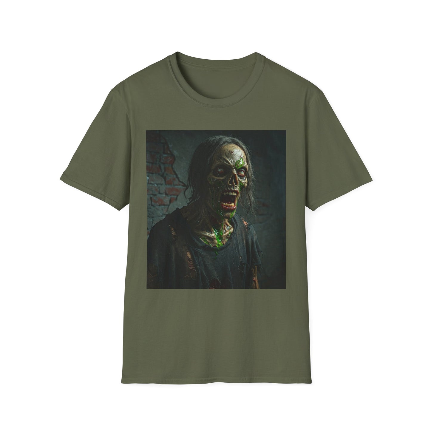 Apocalyptic Portrait Tee, bold, decaying zombie graphic