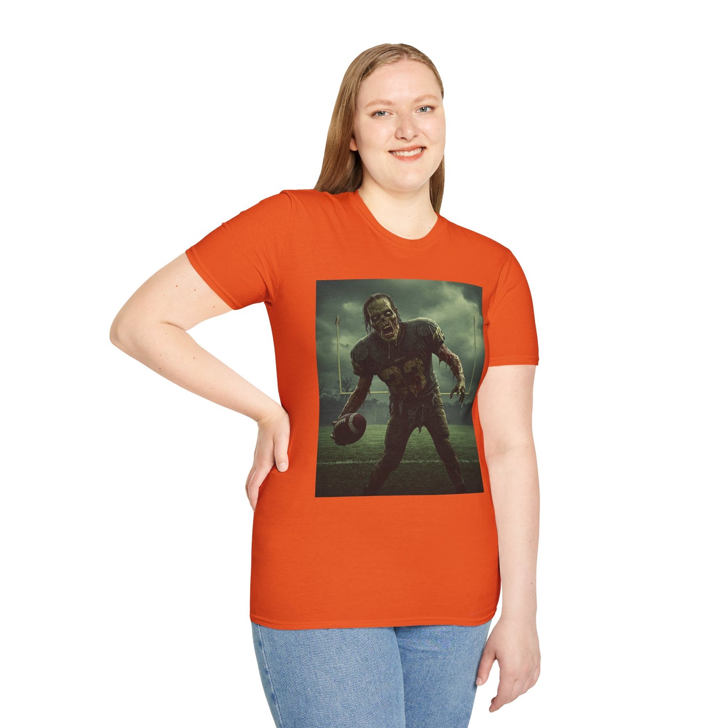 Zombie Football Unisex Softstyle T-Shirt - Perfect for Halloween Fans