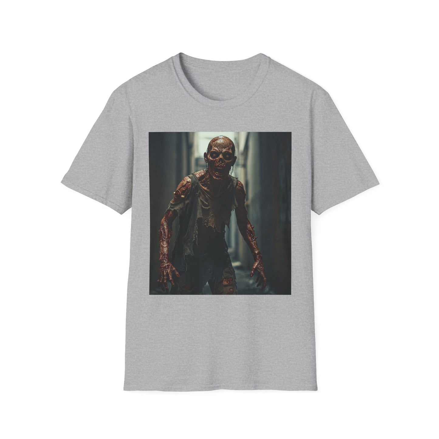 Zombie Graphic Unisex Softstyle T-Shirt - Perfect for Halloween & Horror Fans