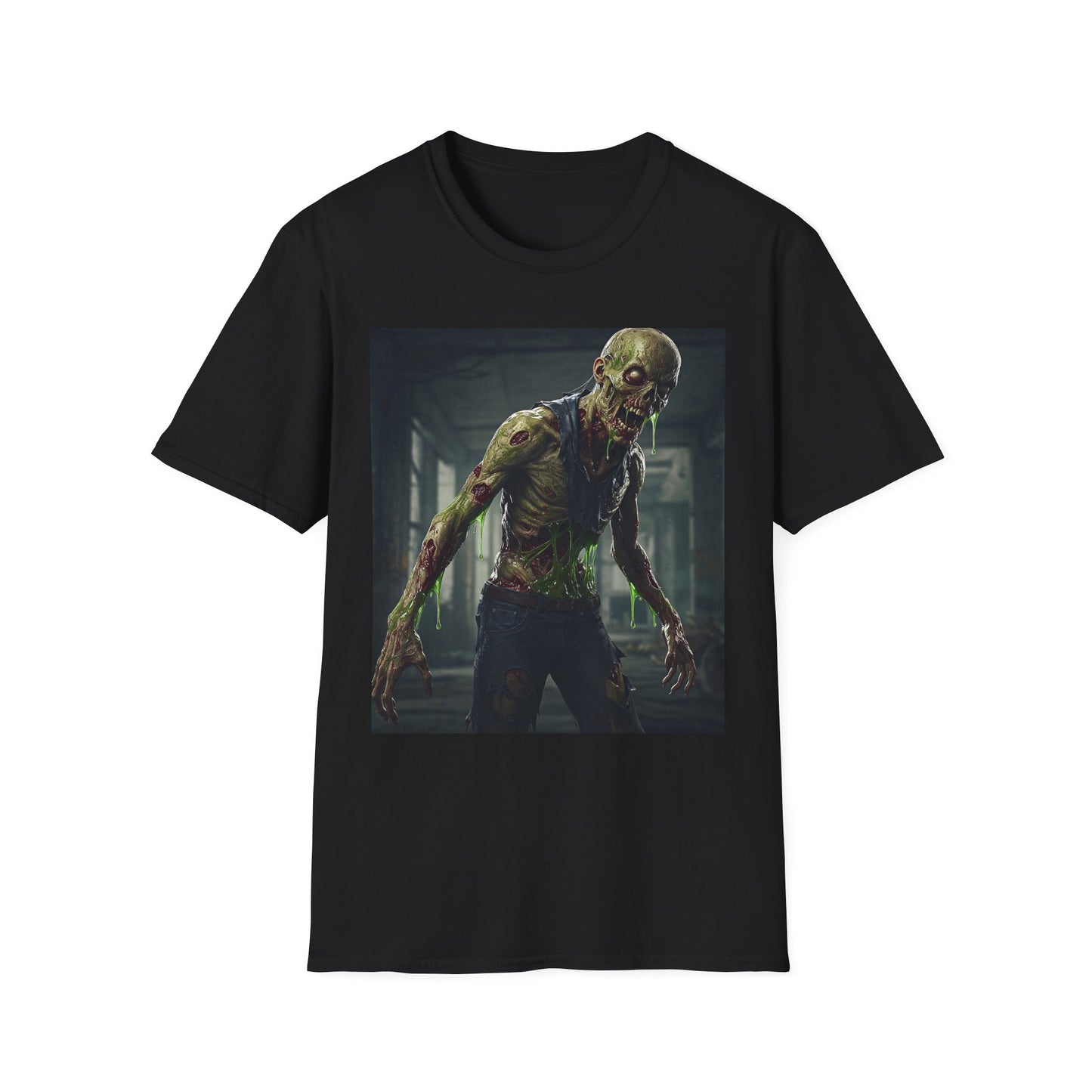 Zombie Graphic Unisex Softstyle T-Shirt - Perfect for Halloween and Horror Fans