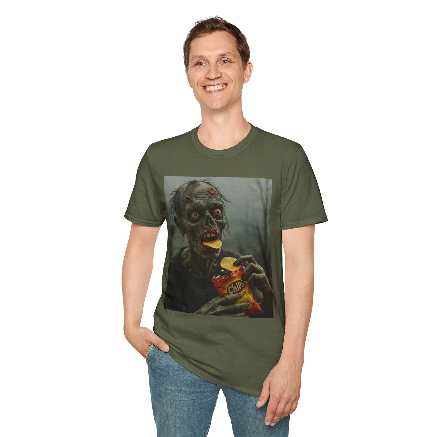 Zombie Snack Unisex Softstyle T-Shirt - Perfect for Horror Fans & Halloween