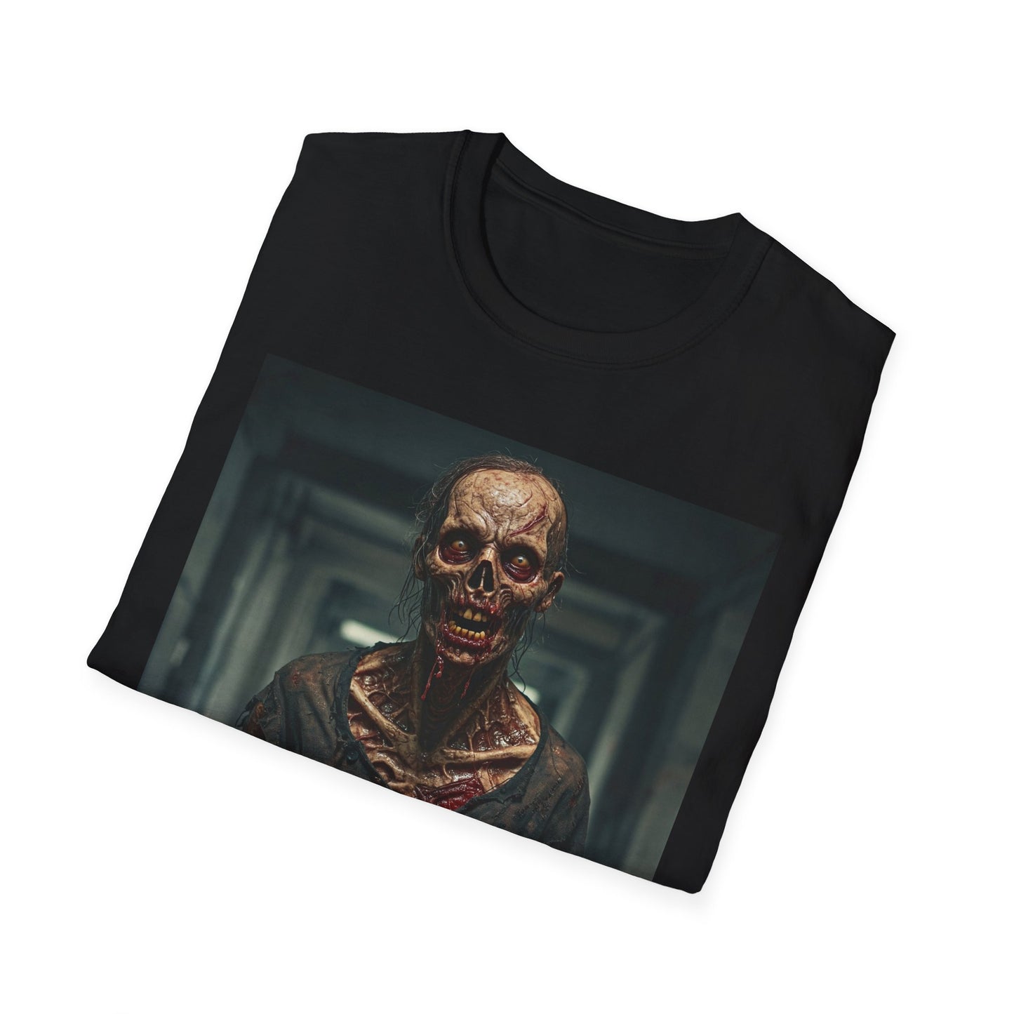 Creepy Zombie Graphic Apocalyptic Portrait Tee, bold, decaying zombie graphic