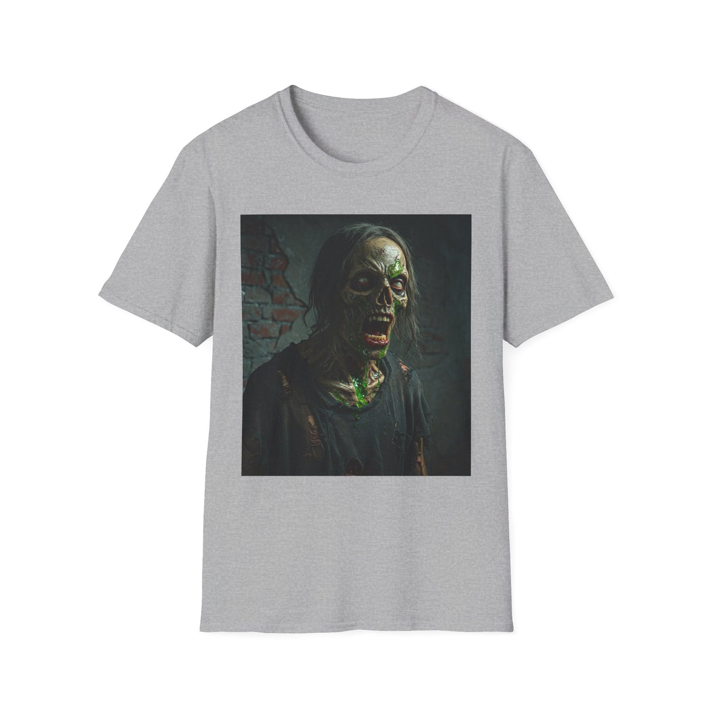 Apocalyptic Portrait Tee, bold, decaying zombie graphic