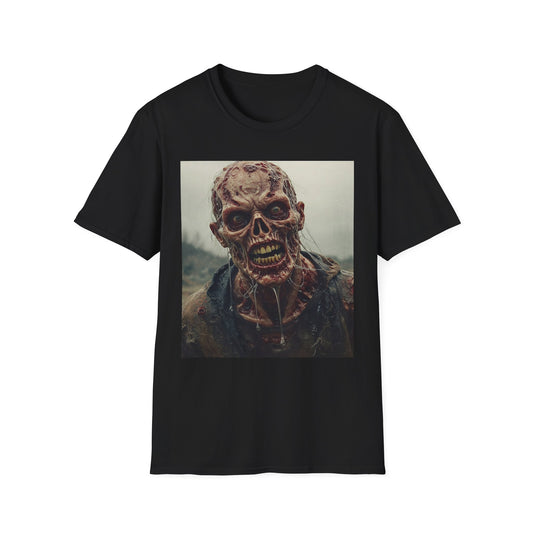 Apocalyptic Portrait Tee, bold, decaying zombie graphic