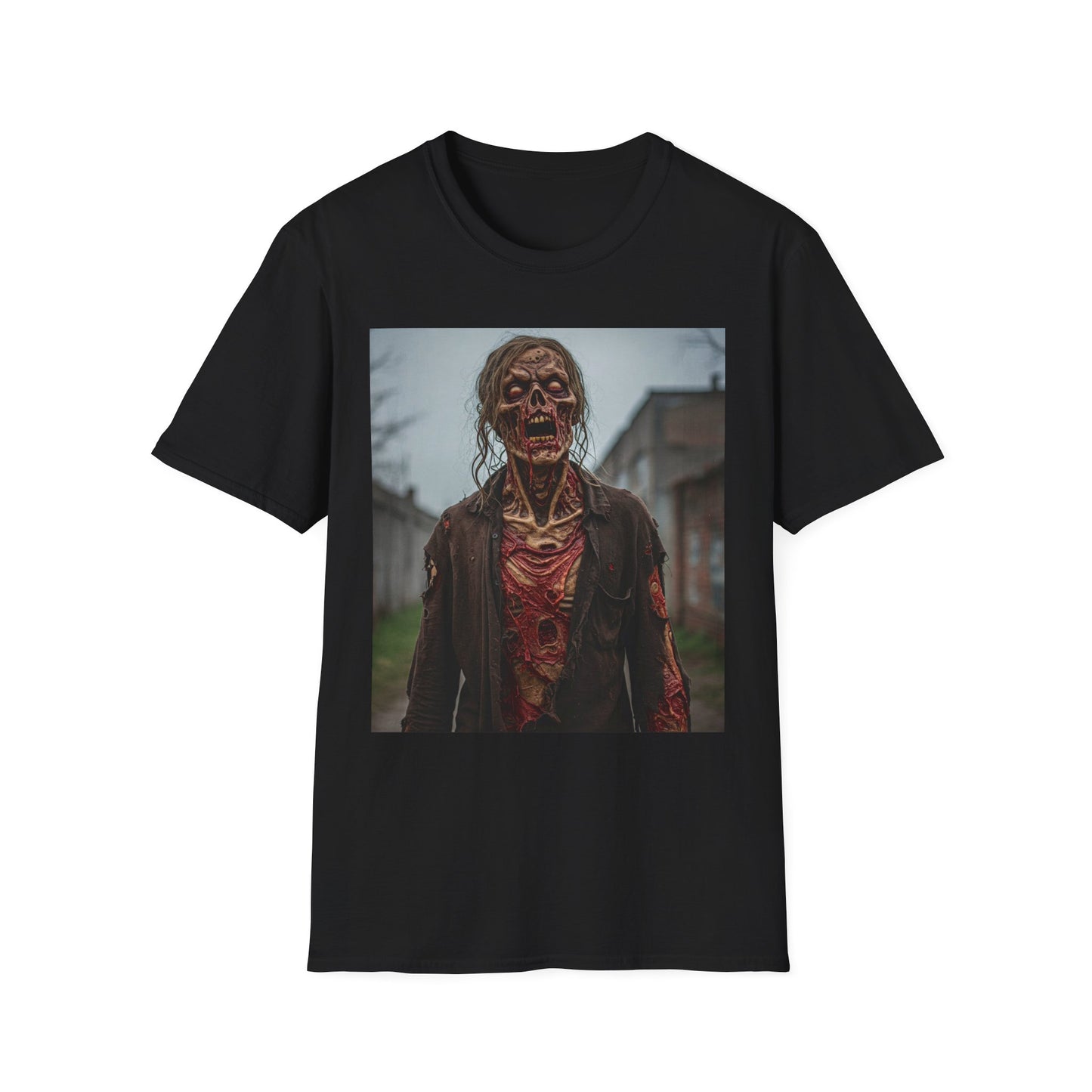 Apocalyptic Portrait Tee, bold, decaying zombie graphic