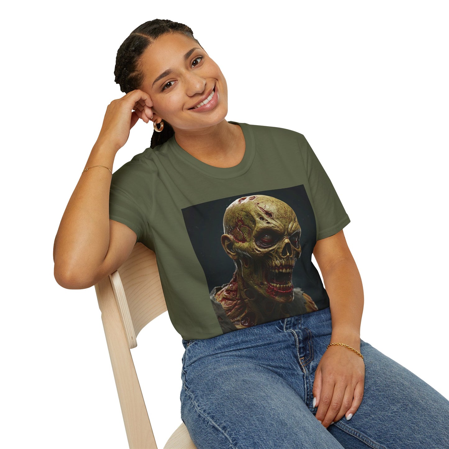 Apocalyptic Portrait Tee, bold, decaying zombie graphic