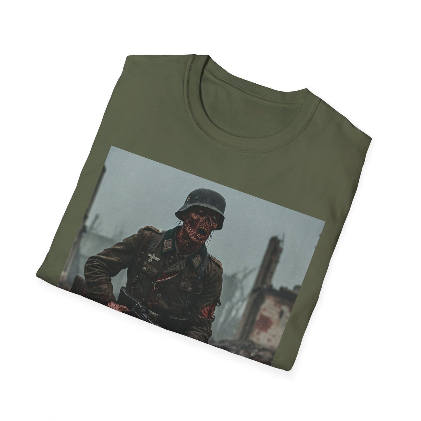 Vintage Soldier Apocalyptic Portrait Tee, bold, decaying zombie graphic