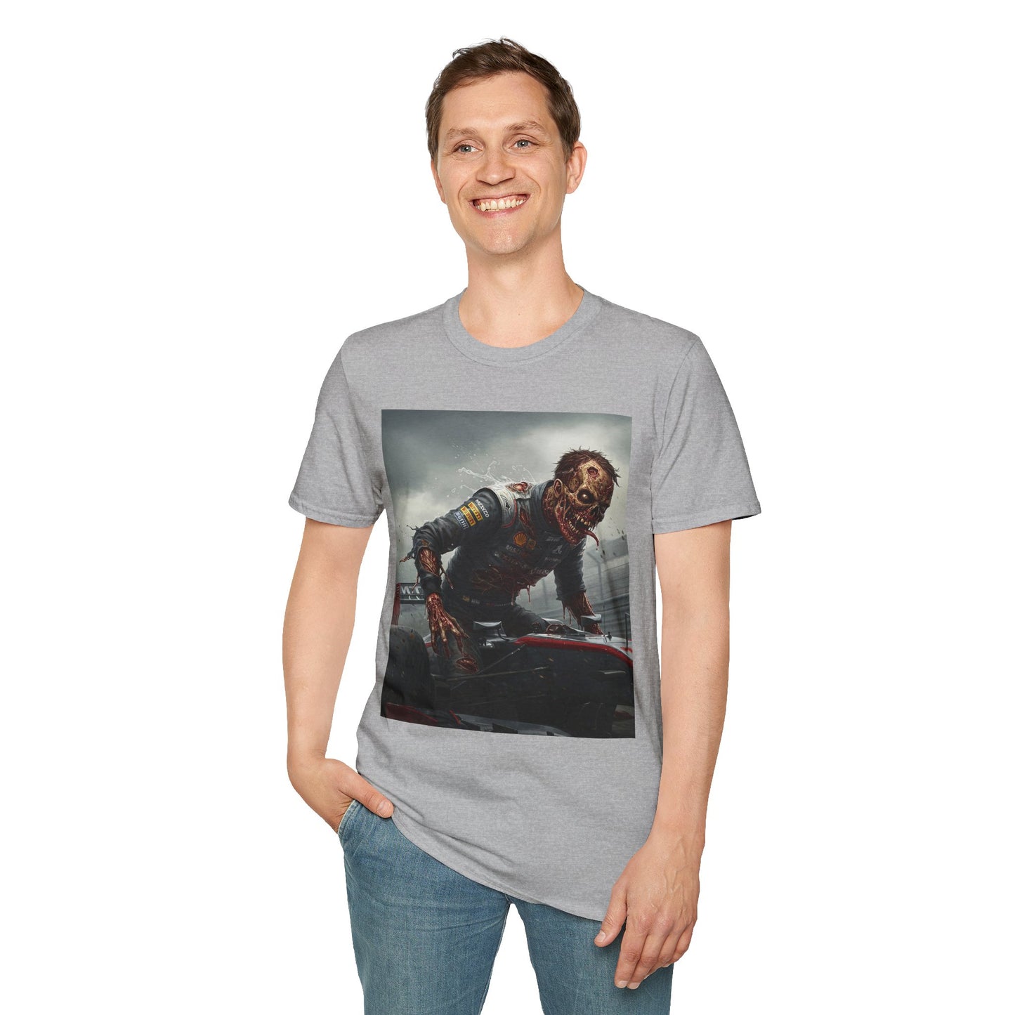 Zombie Racing Unisex Softstyle T-Shirt - Horror Meets Motorsport