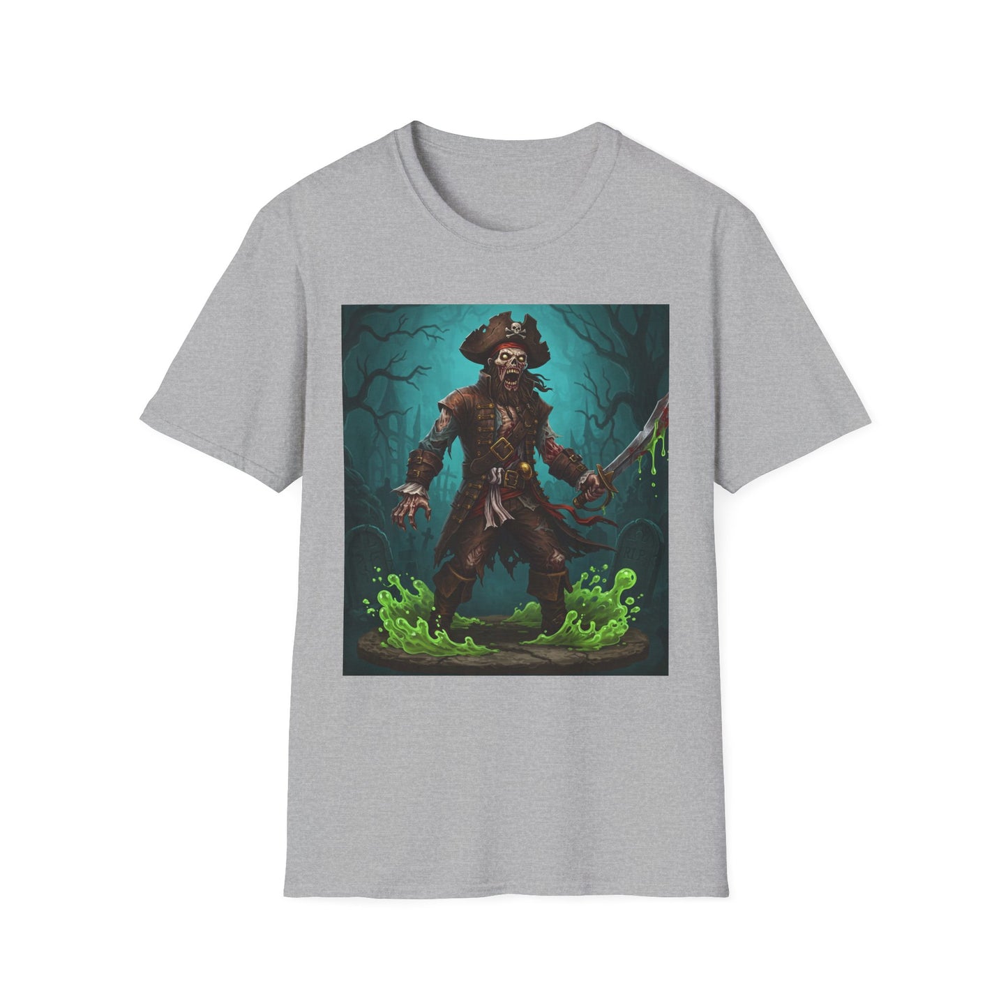 Pirate Apocalyptic Portrait Tee, bold, decaying zombie graphic