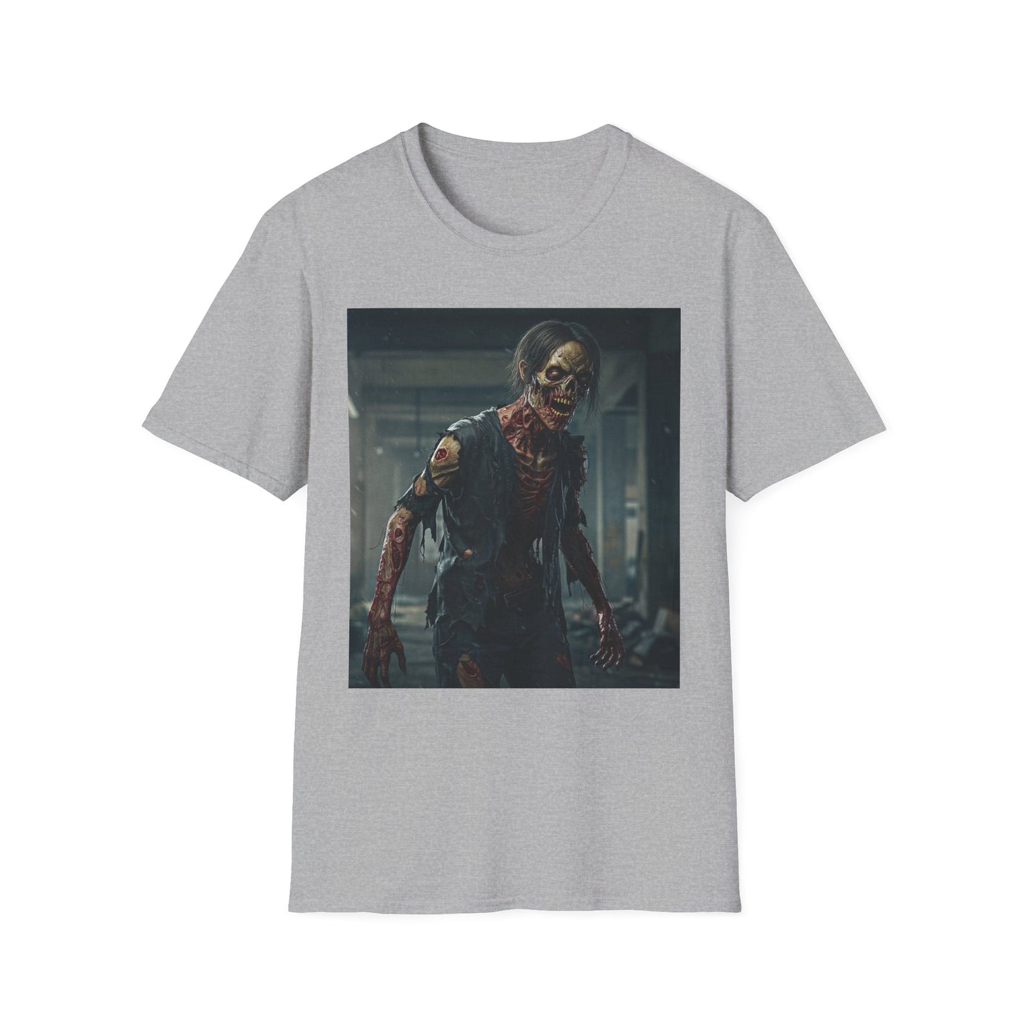 Apocalyptic Portrait Tee, bold, decaying zombie graphic