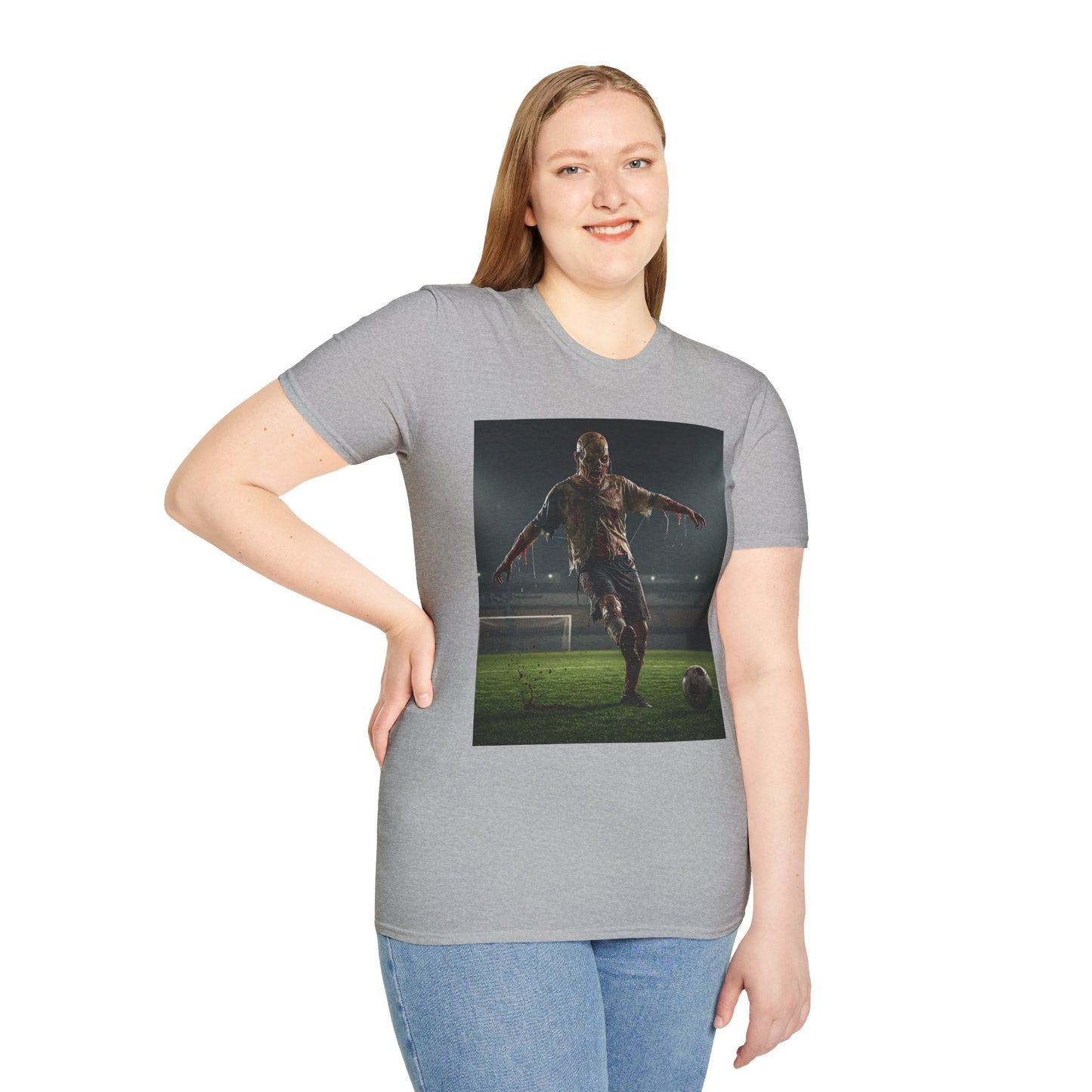 Zombie Soccer Unisex Softstyle T-Shirt - Perfect for Halloween and Sports Lovers