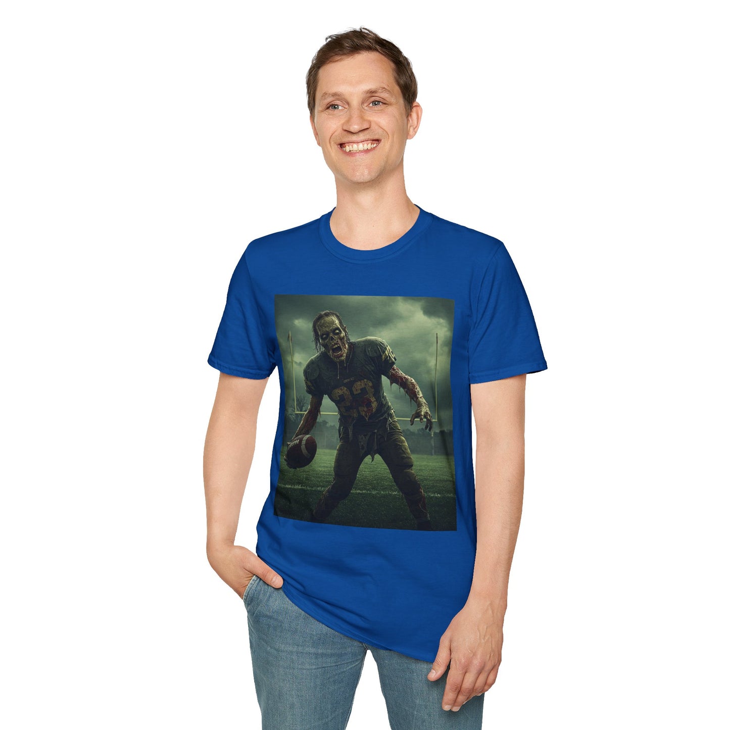 Zombie Football Unisex Softstyle T-Shirt - Perfect for Halloween Fans