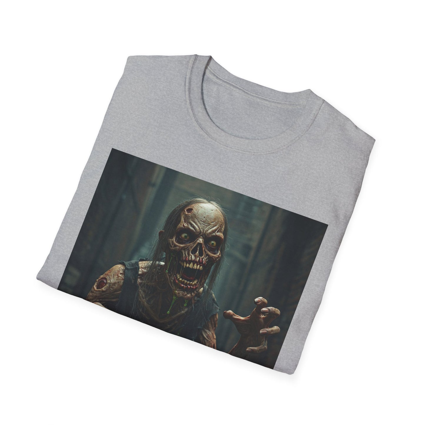 Unisex Softstyle T-Shirt - Creepy Zombie Graphic Tee for Halloween