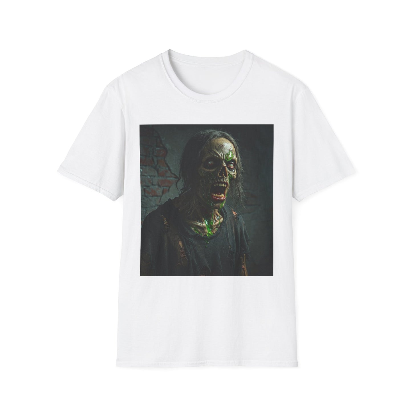 Apocalyptic Portrait Tee, bold, decaying zombie graphic