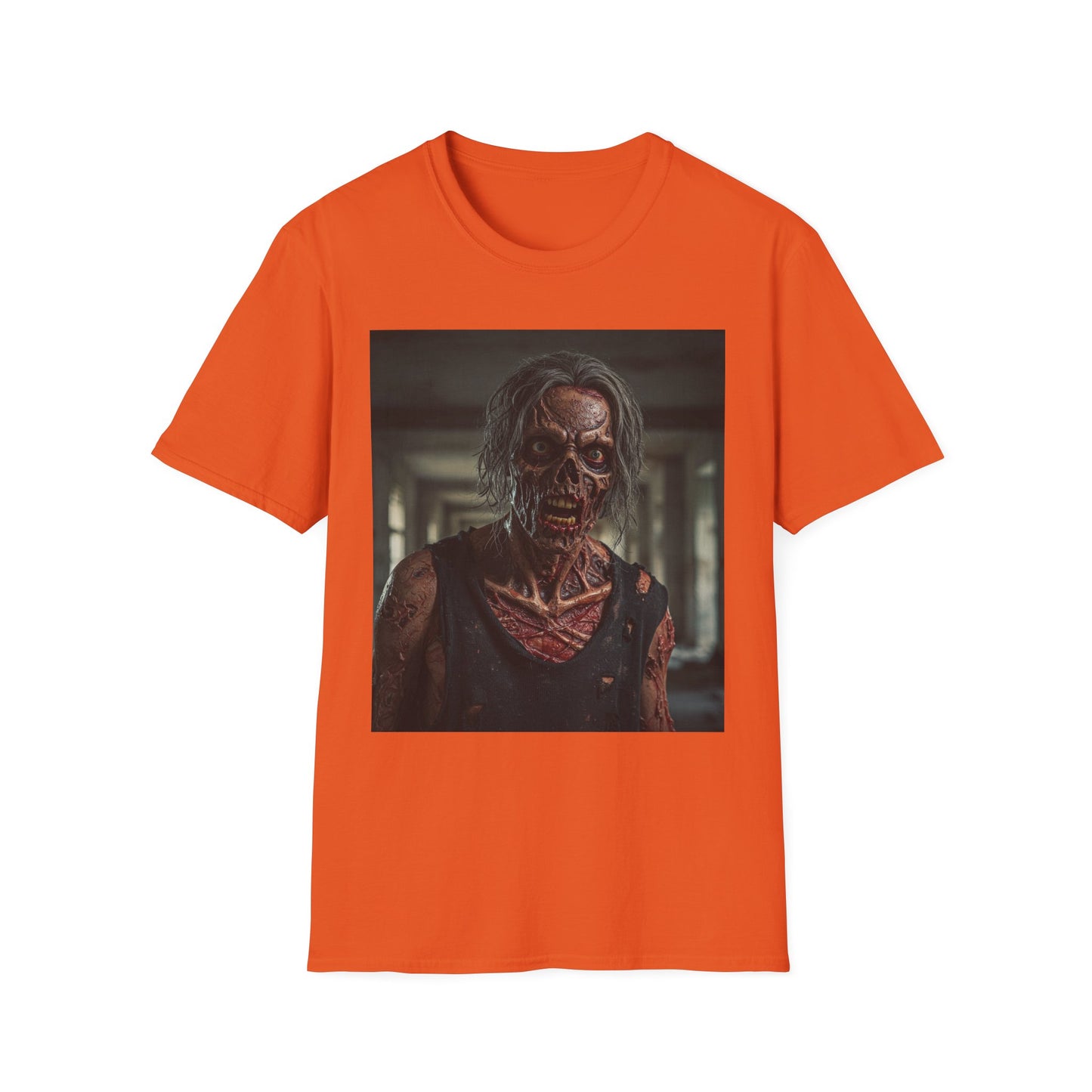 Apocalyptic Portrait Tee, bold, decaying zombie graphic