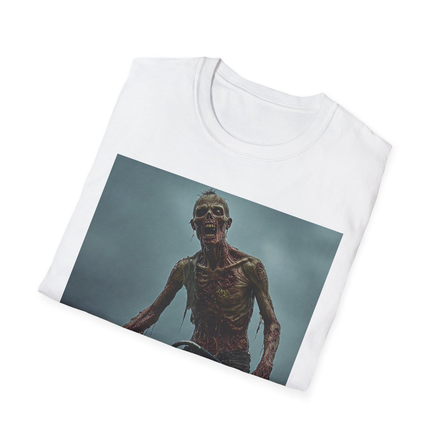 Unisex Zombie Graphic T-Shirt - Spooky Biker Design for Halloween