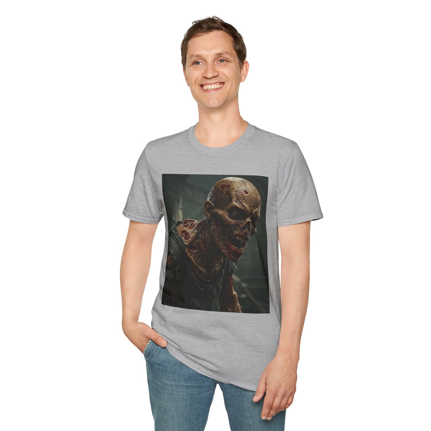 Unisex Softstyle T-Shirt with Zombie Design | Perfect for Halloween and Horror Fans