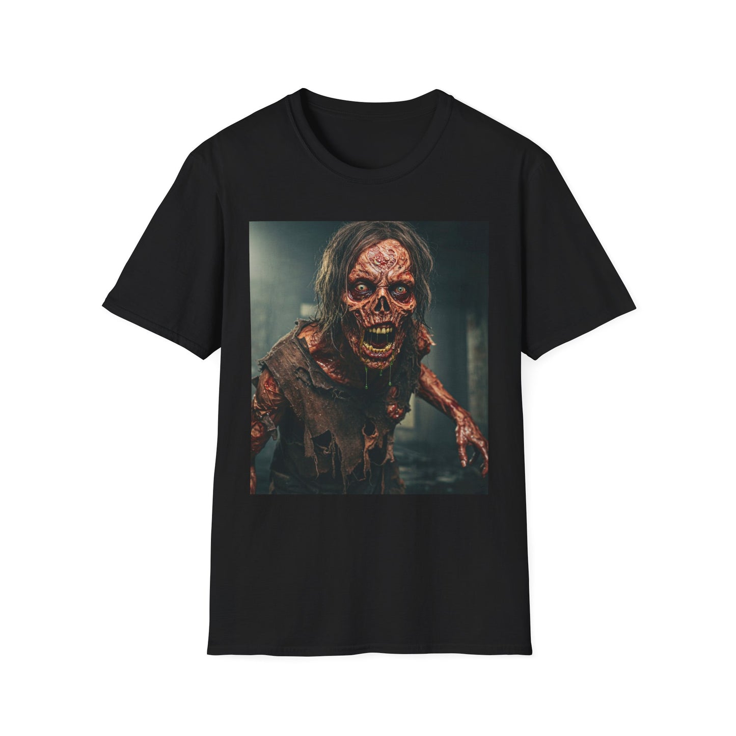 Apocalyptic Portrait Tee, bold, decaying zombie graphic