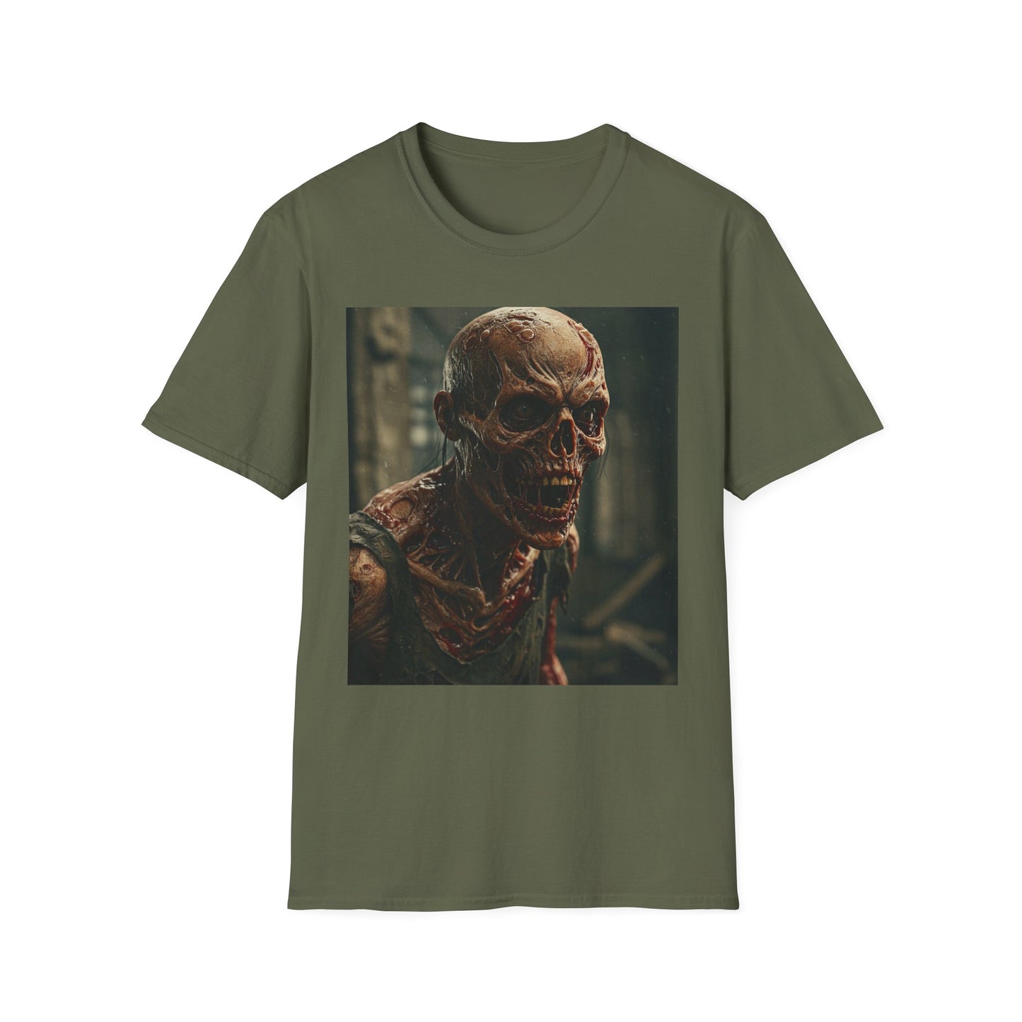 Apocalyptic Portrait Tee, bold, decaying zombie graphic