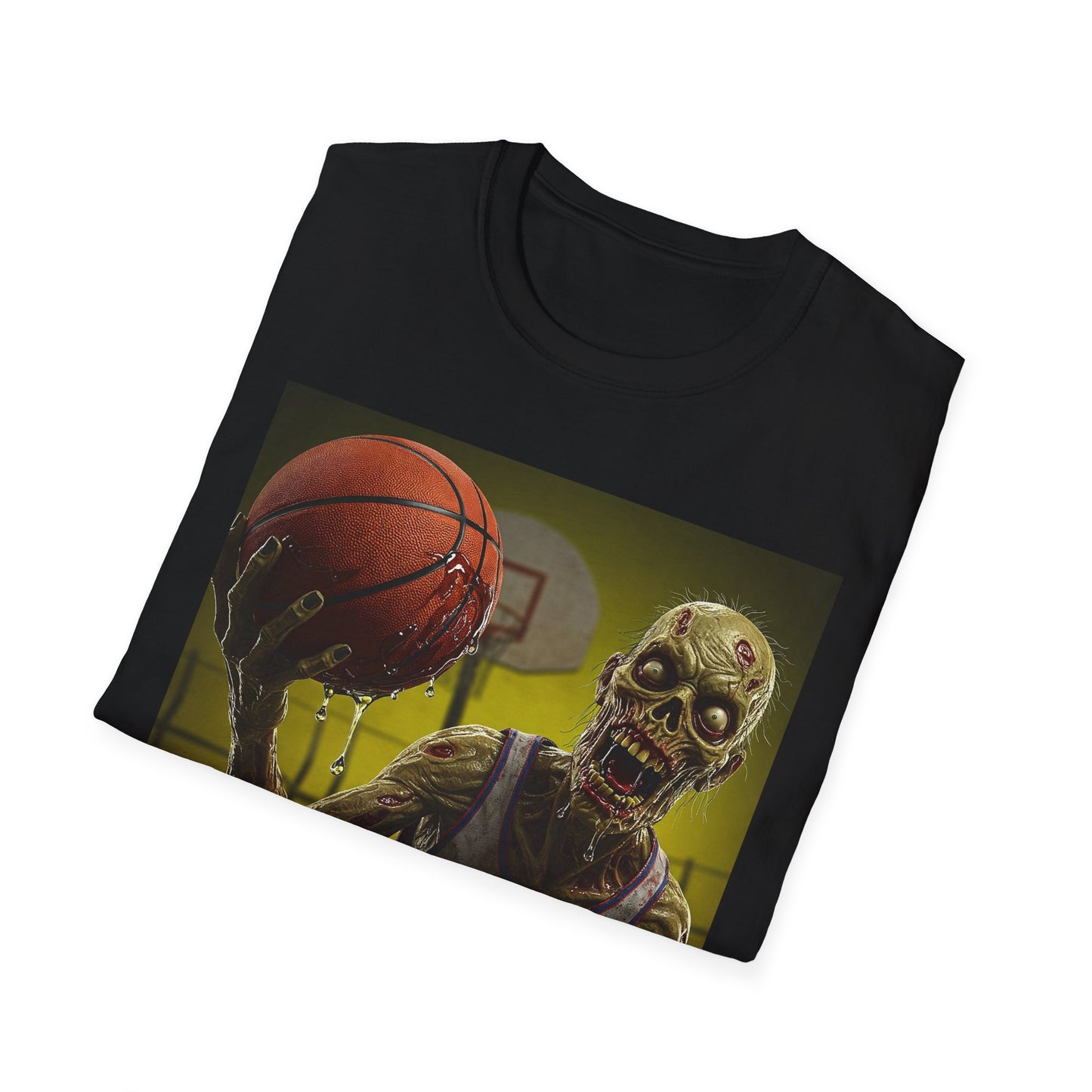 Zombie Basketball Apocalyptic Portrait Tee, bold, decaying zombie graphic