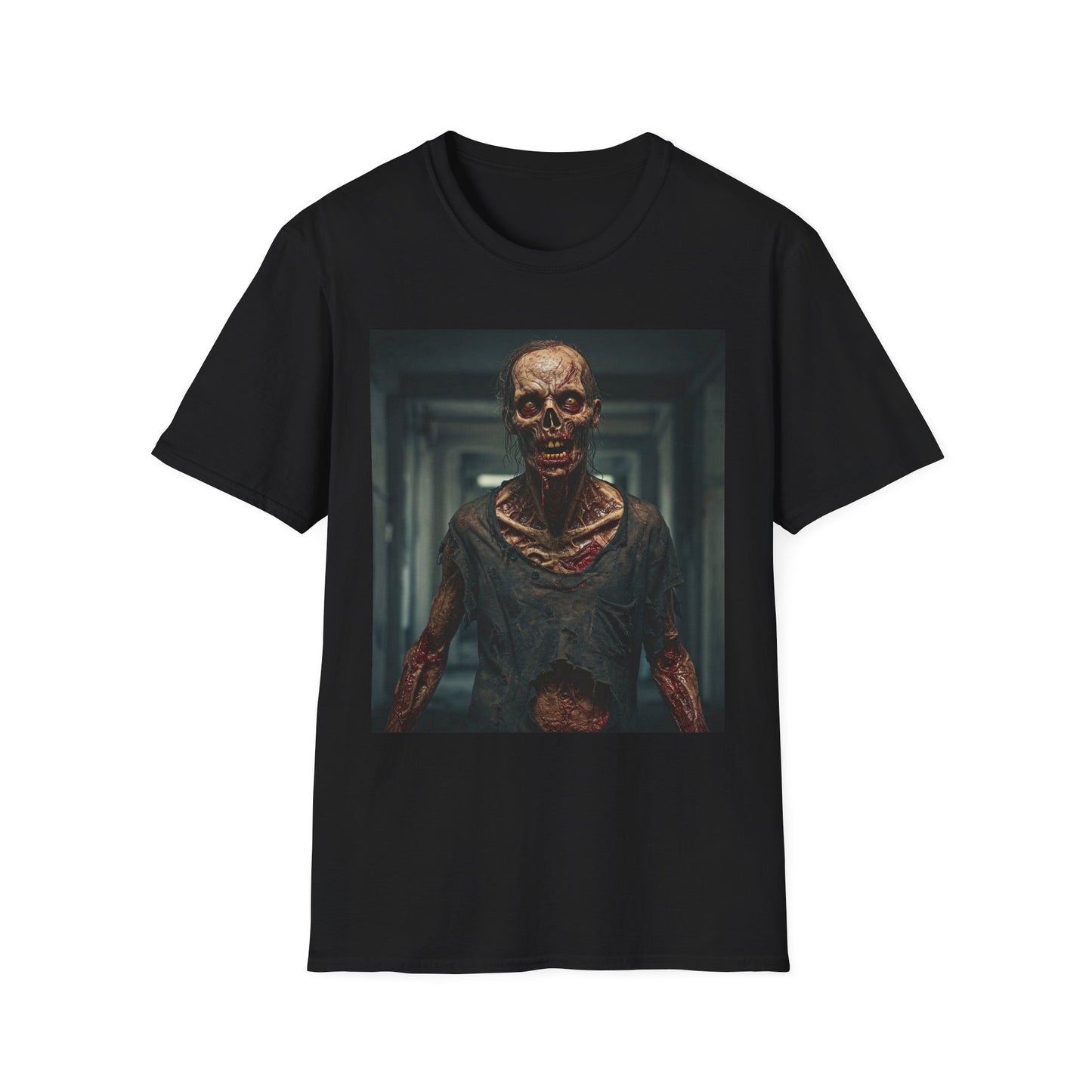 Creepy Zombie Graphic Apocalyptic Portrait Tee, bold, decaying zombie graphic