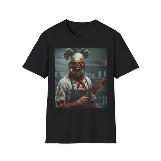 Spooky Chef Apocalyptic Portrait Tee, bold, decaying zombie graphic