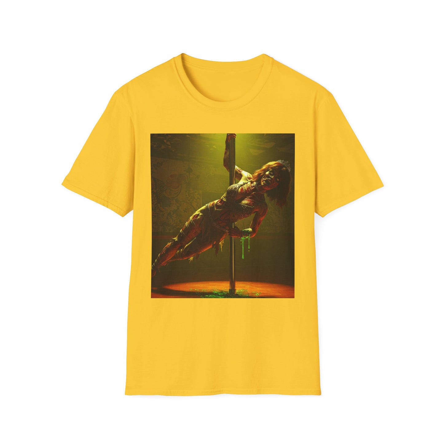 Vibrant Zombie Dance Apocalyptic Portrait Tee, bold, decaying zombie graphic