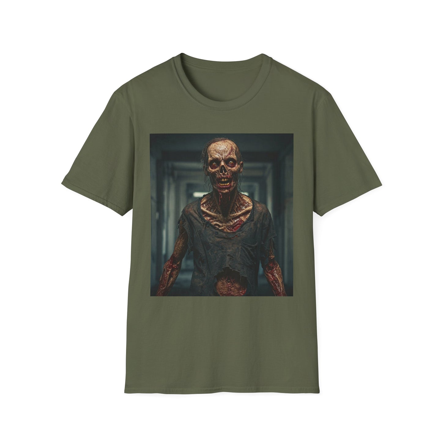 Creepy Zombie Graphic Apocalyptic Portrait Tee, bold, decaying zombie graphic