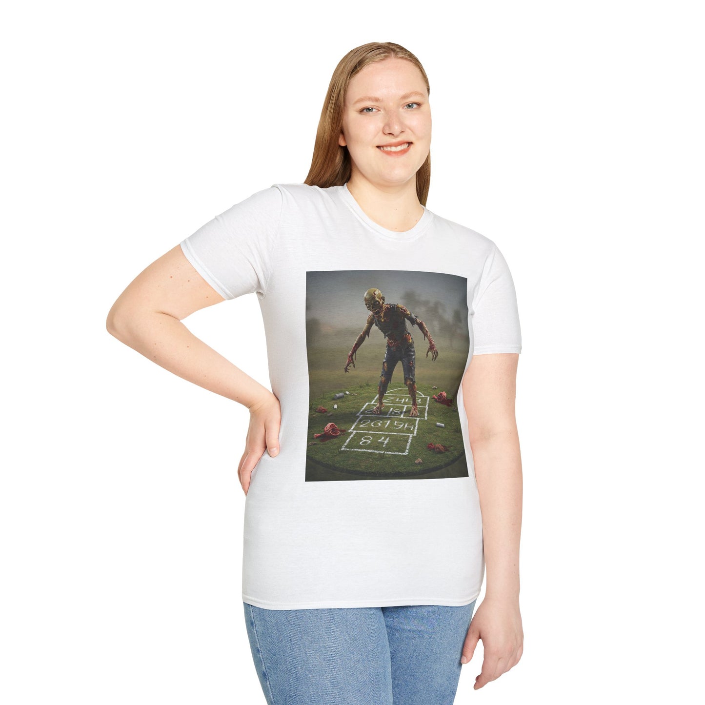 Unisex Zombie Hopscotch T-Shirt - Perfect for Halloween or Casual Wear