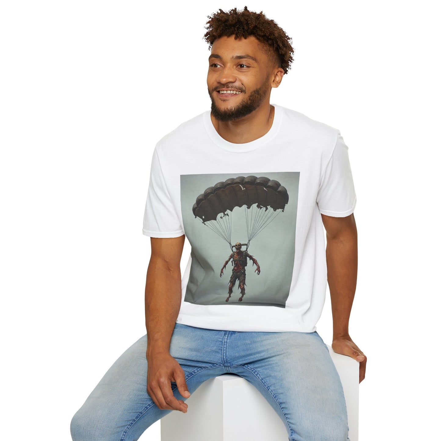 Adventure Awaits Parachuting Hero Unisex Softstyle T-Shirt