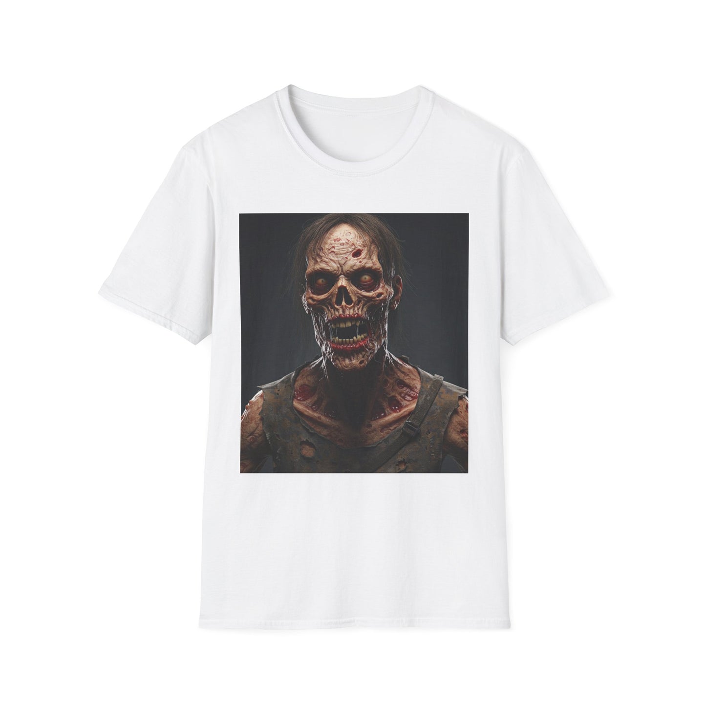 Terrifying Zombie Apocalyptic Portrait Tee, bold, decaying zombie graphic