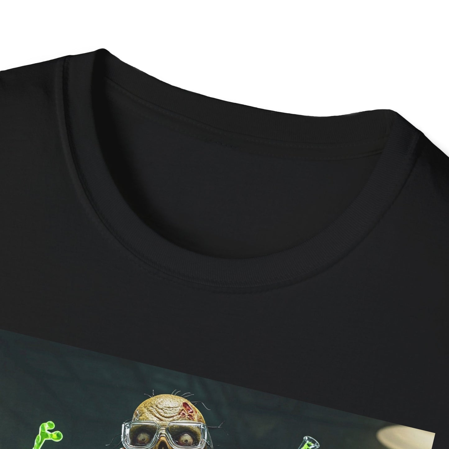 Zombie Scientist Apocalyptic Portrait Tee, bold, decaying zombie graphic