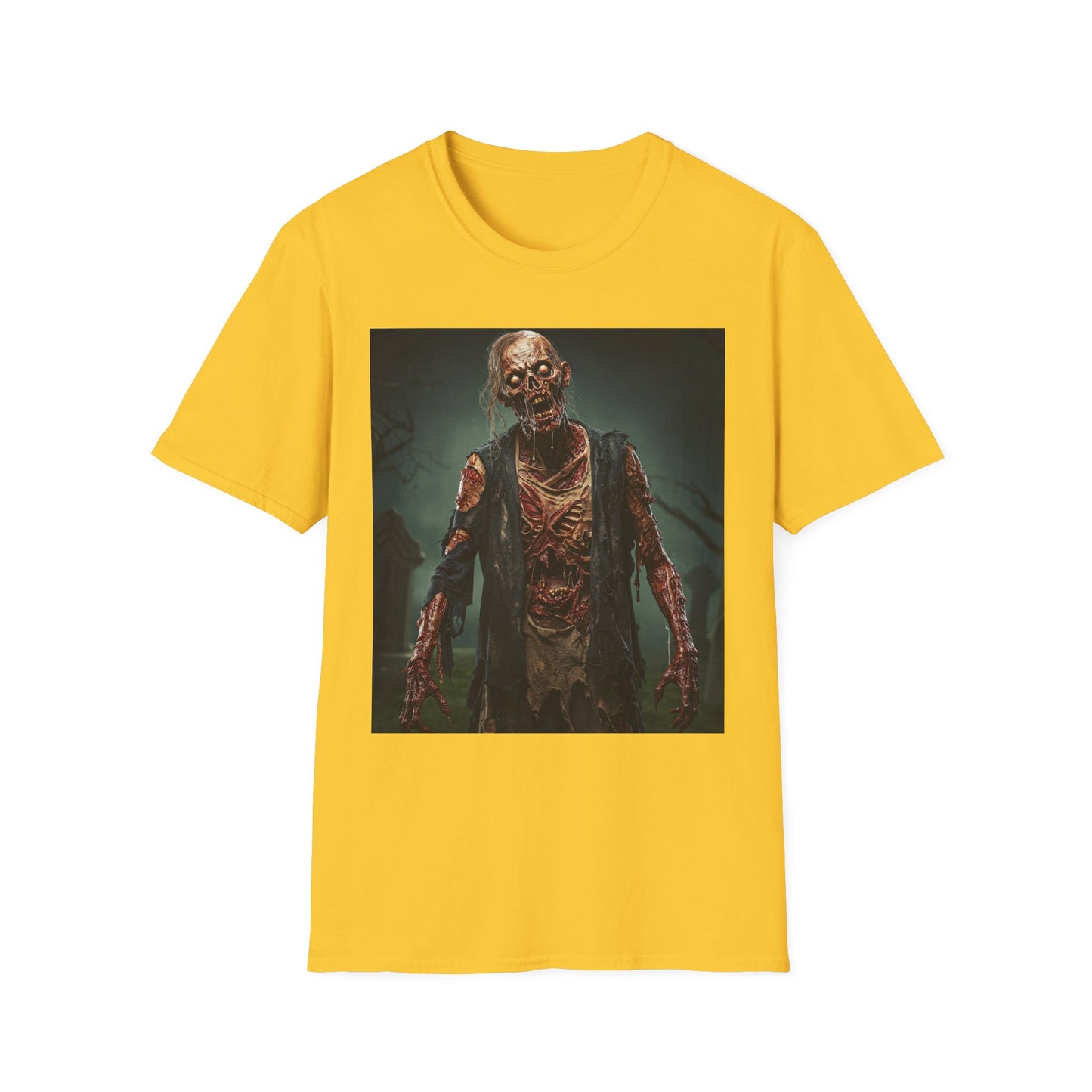 Apocalyptic Portrait Tee, bold, decaying zombie graphic