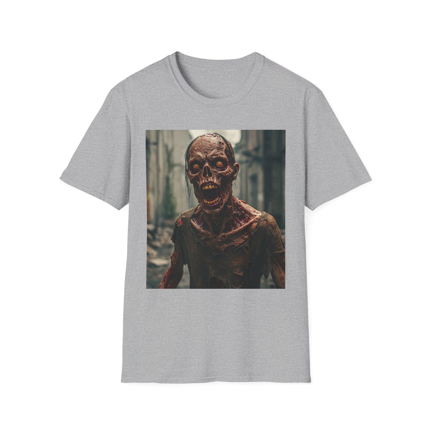 Apocalyptic Portrait Tee, bold, decaying zombie graphic