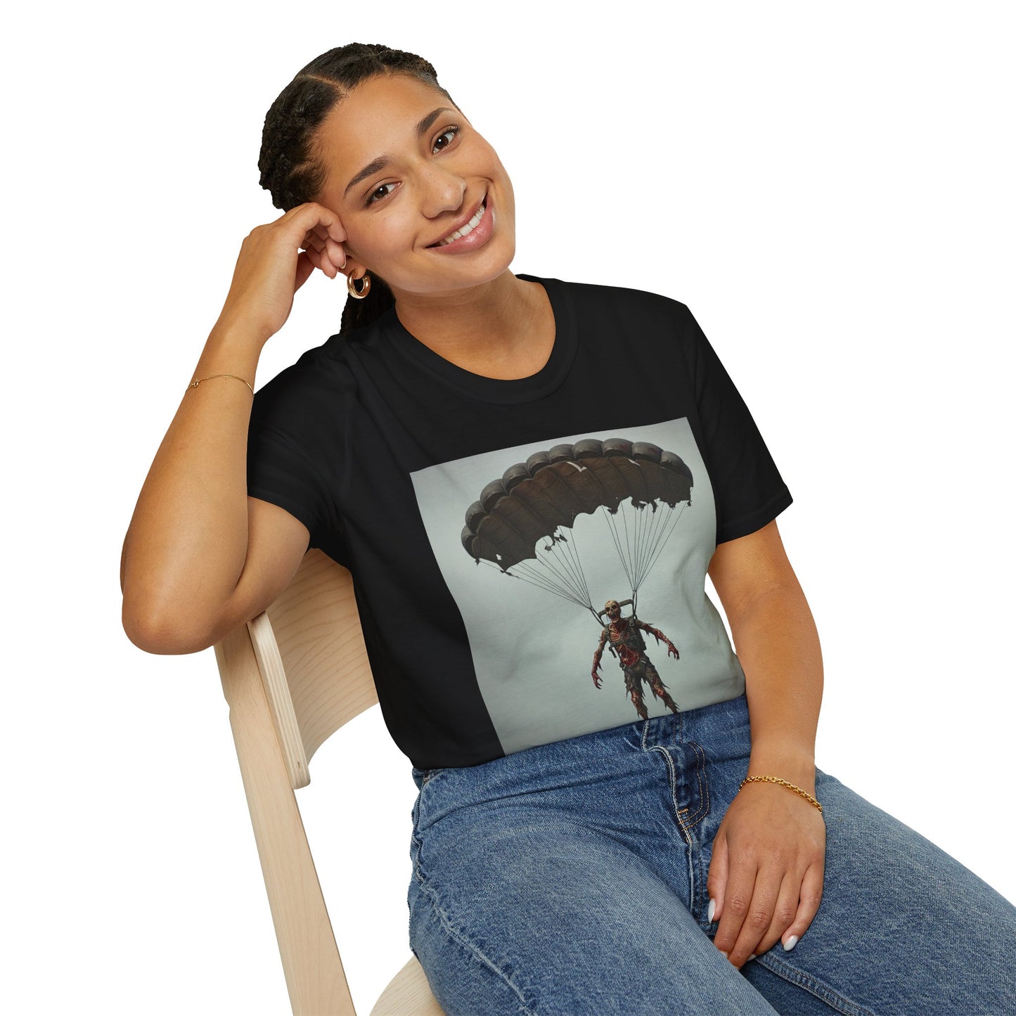 Adventure Awaits Parachuting Hero Unisex Softstyle T-Shirt