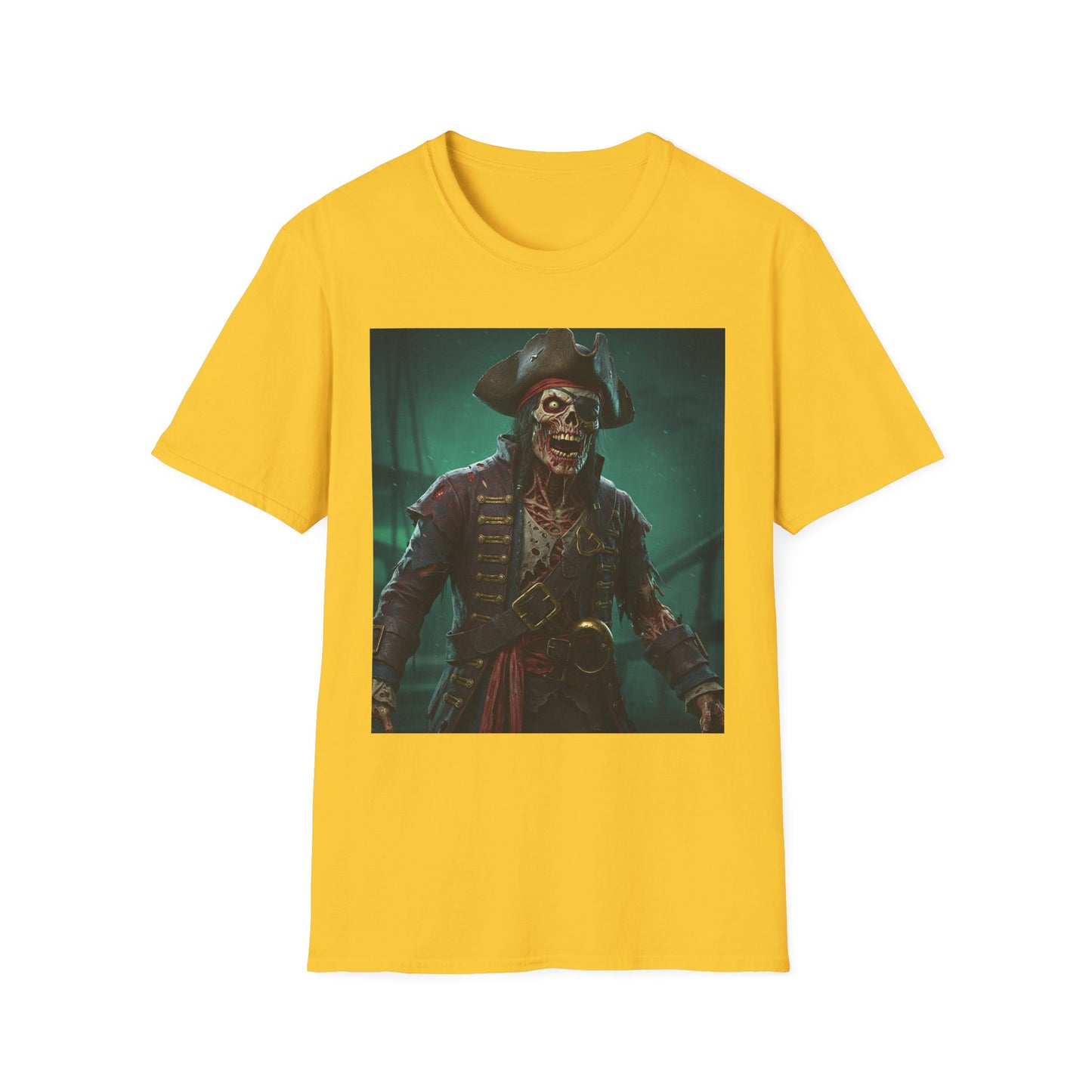 Pirate Skeleton Graphic Unisex Softstyle T-Shirt - Perfect for Halloween and Themed Parties