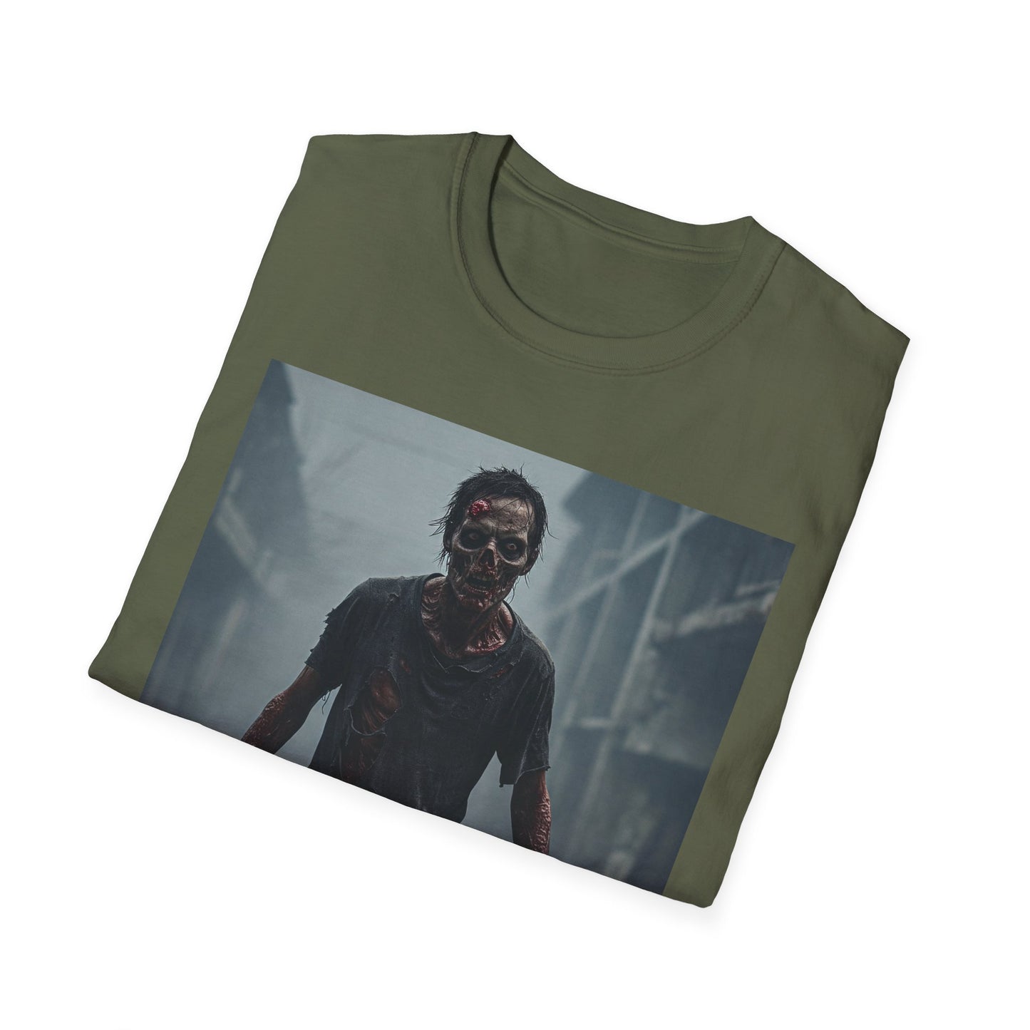 Apocalyptic Portrait Tee, bold, decaying zombie graphic