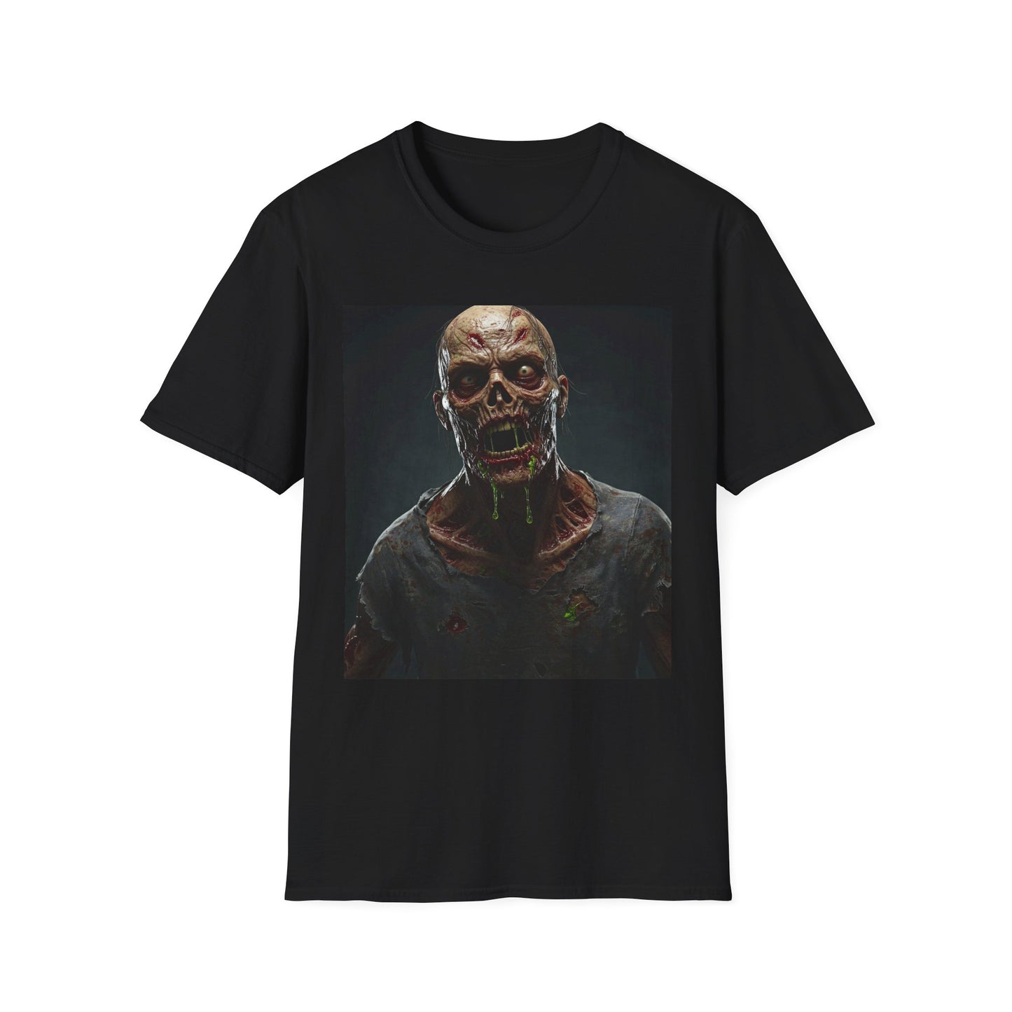 Apocalyptic Portrait Tee, bold, decaying zombie graphic