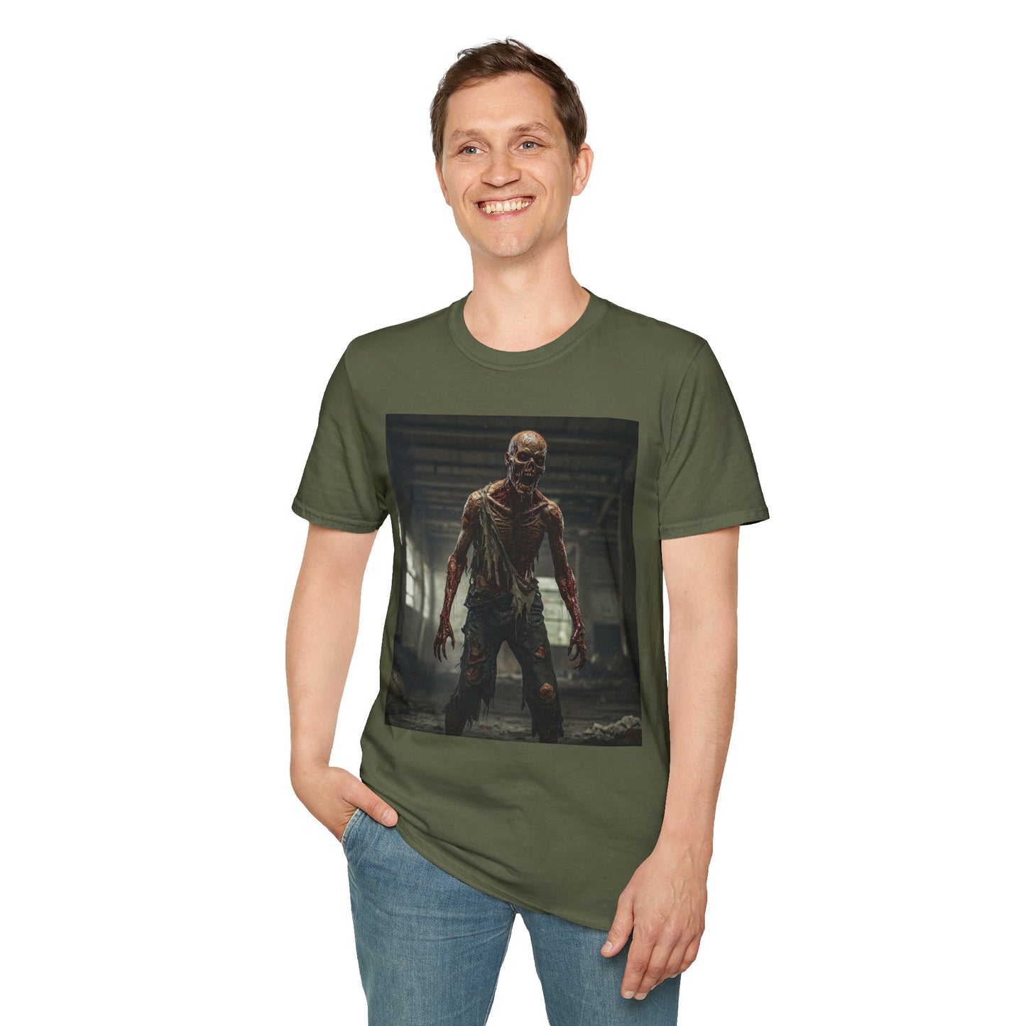 Zombie Graphic Unisex Softstyle T-Shirt - Perfect for Halloween and Horror Fans