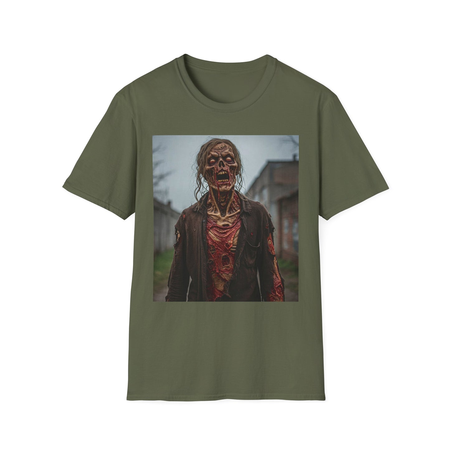 Apocalyptic Portrait Tee, bold, decaying zombie graphic