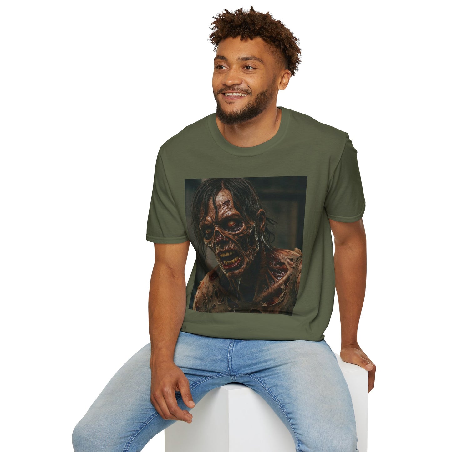 Apocalyptic Portrait Tee, bold, decaying zombie graphic