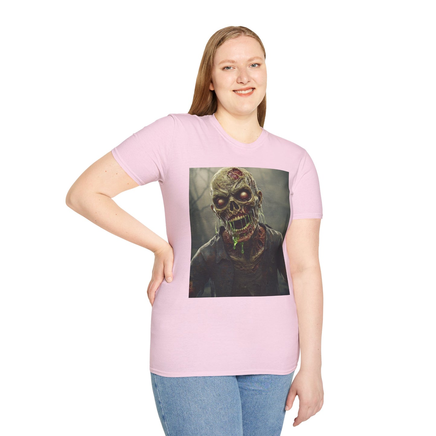 Unisex Softstyle Zombie Graphic T-Shirt - Perfect for Halloween and Horror Fans